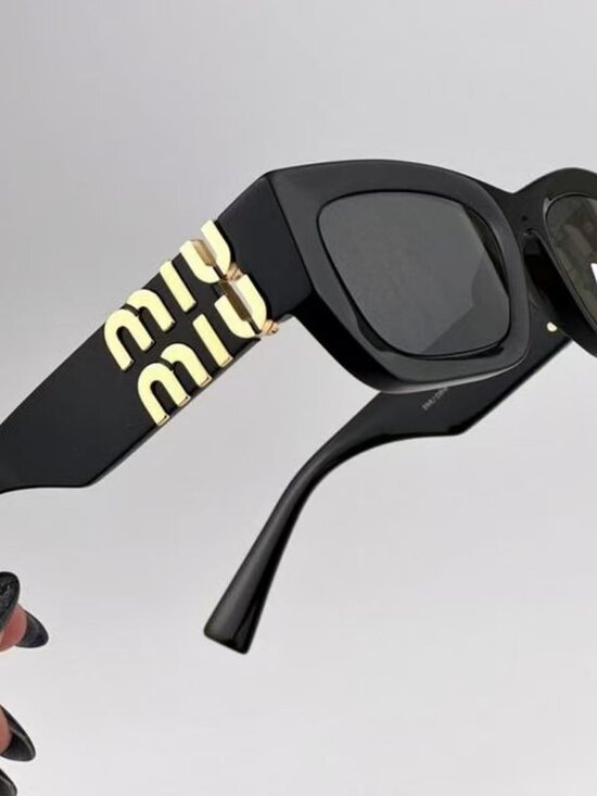 NEW Miu Miu MU09WS Black Gold Cat Eye Sunglasses-Retail price $548.